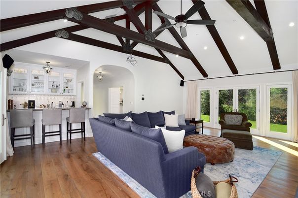 Interior, Kitchen, Living room, Recessed Lighting, Wooden Beams, Wood Texture Flooring