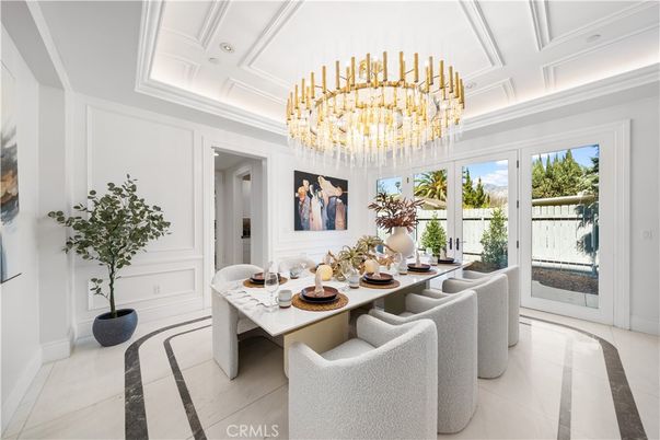 Chandelier, Dining room, Interior, Recessed Lighting