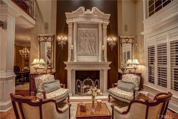 Chandelier, Fireplace, Interior, Living room, Wood Texture Flooring