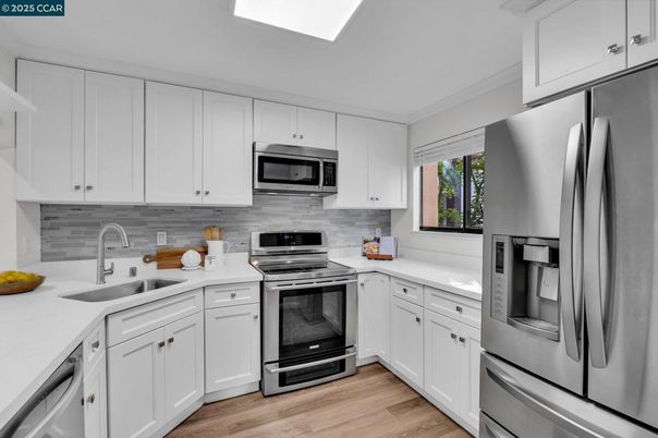 Interior, Kitchen, Stainless Steel Appliances, Wood Texture Flooring