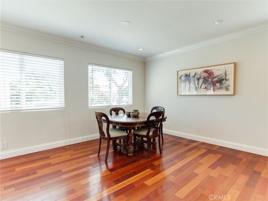Dining room, Interior, Recessed Lighting, Wood Texture Flooring