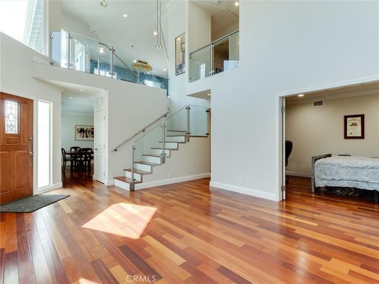 Dining room, Interior, Pendant Lights, Recessed Lighting, Wood Texture Flooring