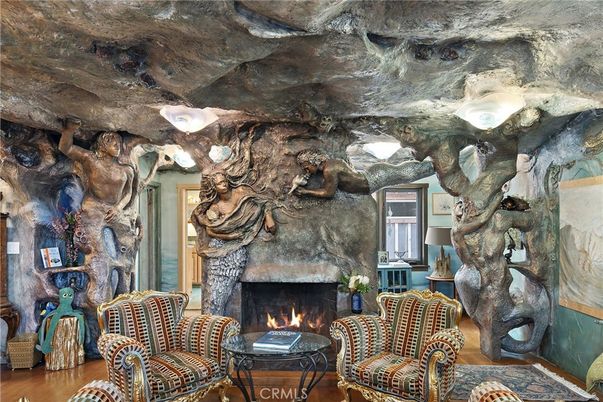 Fireplace, Interior, Living room, Stone Walls, Wood Texture Flooring