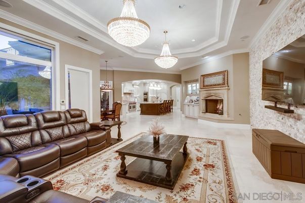 Chandelier, Fireplace, Interior, Living room, Pendant Lights, Recessed Lighting