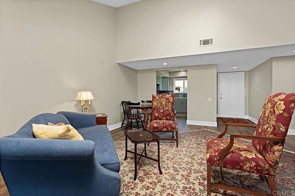 Dining room, Interior, Living room, Recessed Lighting, Wood Texture Flooring