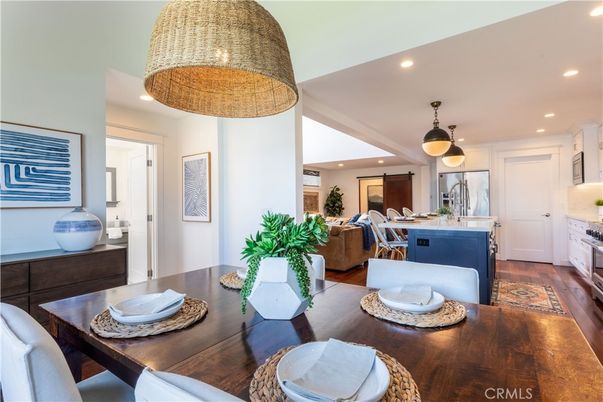 Dining room, Interior, Kitchen, Living room, Pendant Lights, Recessed Lighting, Wood Texture Flooring