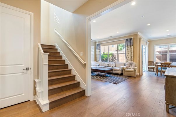 Dining room, Interior, Living room, Recessed Lighting, Wood Texture Flooring