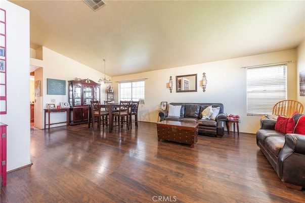 Dining room, Interior, Living room, Pendant Lights, Wood Texture Flooring