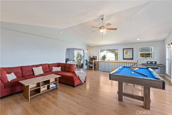 Billiard Table, Game Room, Interior, Living room, Recessed Lighting, Wood Texture Flooring