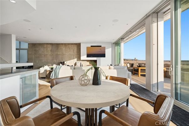 Dining room, Interior, Living room, Recessed Lighting, Wood Texture Flooring