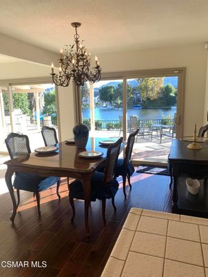 Chandelier, Dining room, Interior, Water, Wood Texture Flooring