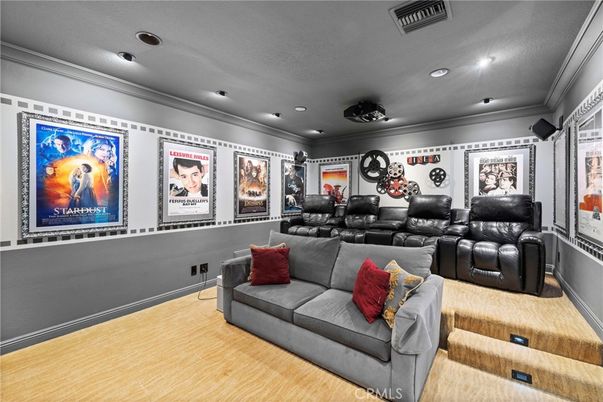 Home Theatre Room, Interior, Recessed Lighting, Theatre Room, Wood Texture Flooring