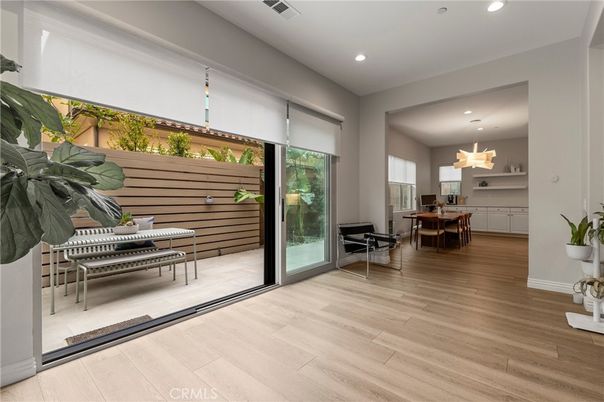 Dining room, Interior, Recessed Lighting, Wood Texture Flooring