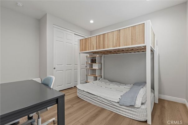 Bedroom, Home Office, Interior, Recessed Lighting, Wood Texture Flooring