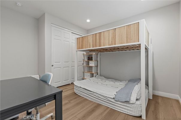 Bedroom, Home Office, Interior, Recessed Lighting, Wood Texture Flooring