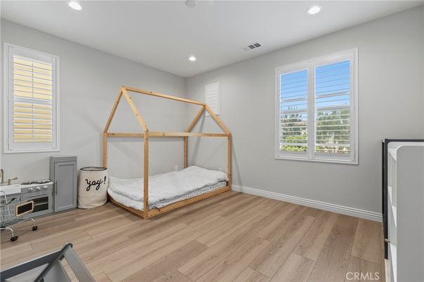 Bedroom, Home Office, Interior, Recessed Lighting, Wood Texture Flooring