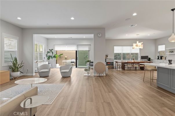 Dining room, Interior, Kitchen, Living room, Pendant Lights, Recessed Lighting, Wood Texture Flooring