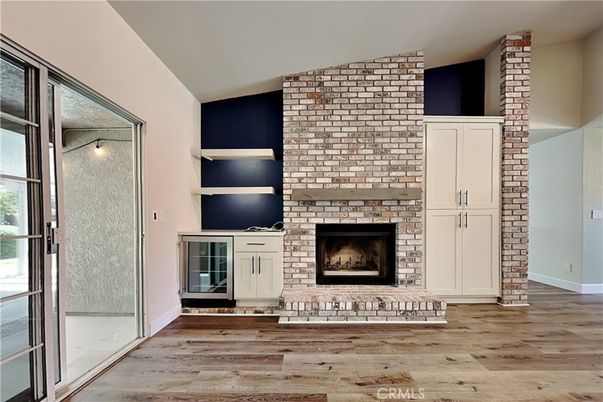 Fireplace, Interior, Stone Walls, Wood Texture Flooring