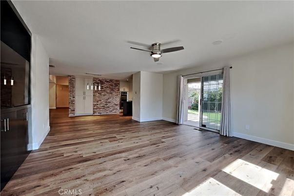Empty room, Interior, Kitchen, Stone Walls, Wood Texture Flooring