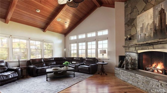 Fireplace, Interior, Living room, Stone Walls, Wooden Beams, Wooden Ceilings, Wood Texture Flooring