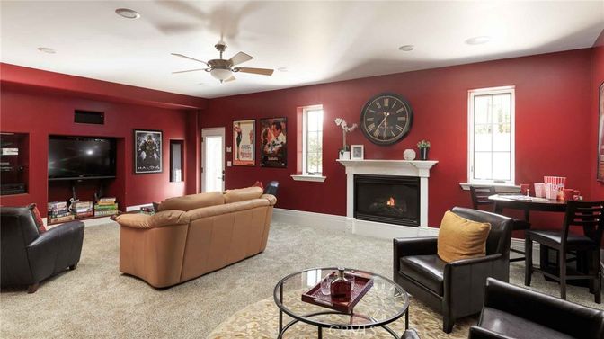 Fireplace, Interior, Living room, Recessed Lighting