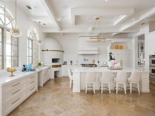 Chandelier, Interior, Kitchen, Pendant Lights, Recessed Lighting, Stainless Steel Appliances