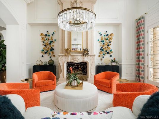 Chandelier, Fireplace, Interior, Living room