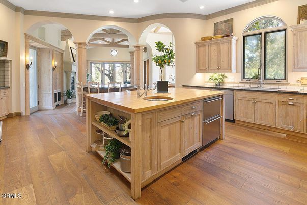 Interior, Kitchen, Recessed Lighting, Wood Texture Flooring