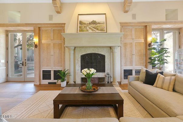 Fireplace, Interior, Living room, Wooden Beams, Wood Texture Flooring