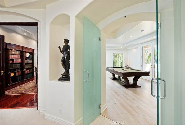 Billiard Table, Game Room, Interior, Recessed Lighting, Wood Texture Flooring