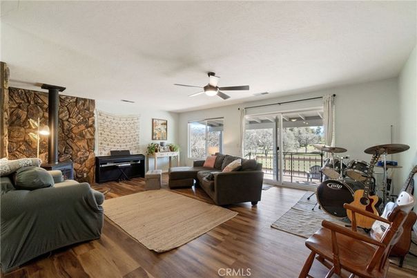 Fitness Equipment, Interior, Living room, Piano, Stone Walls, Wood Texture Flooring