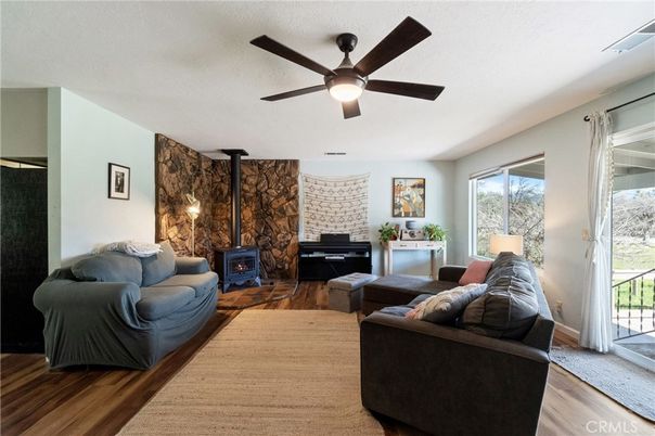 Fireplace, Interior, Living room, Stone Walls, Wood Texture Flooring