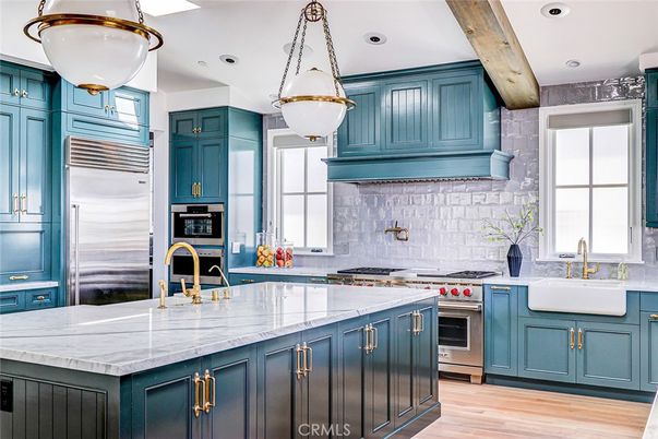 Interior, Kitchen, Pendant Lights, Recessed Lighting, Stainless Steel Appliances, Wooden Beams, Wood Texture Flooring