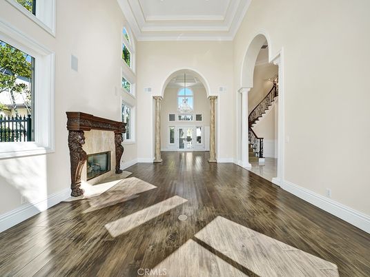 Fireplace, Interior, Pendant Lights, Wood Texture Flooring