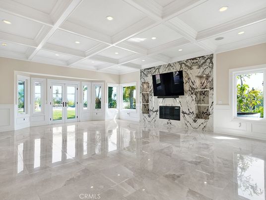 Empty room, Fireplace, Interior, Marble, Recessed Lighting