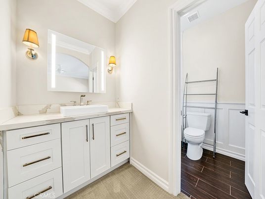 Bathroom, Dual Sink Vanities, Interior, Wood Texture Flooring