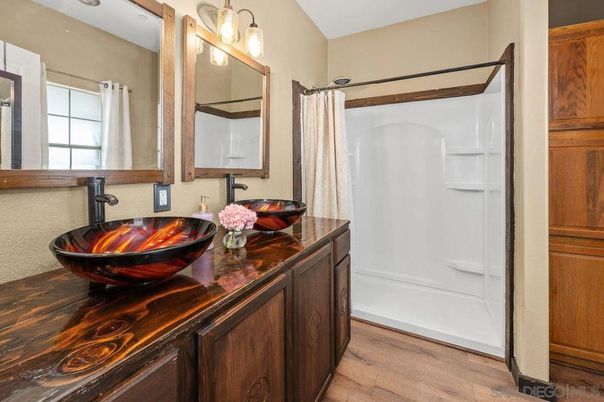 Bathroom, Dual Sink Vanities, Interior, Wood Texture Flooring