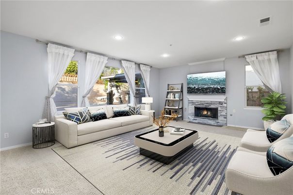 Fireplace, Interior, Living room, Recessed Lighting