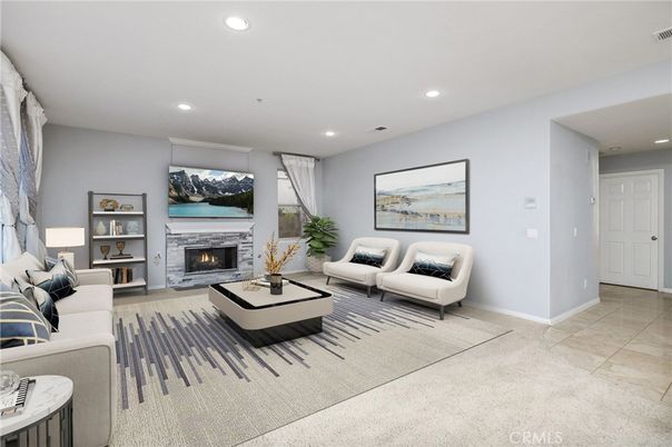 Fireplace, Interior, Living room, Recessed Lighting