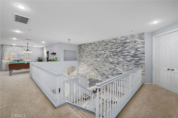 Billiard Table, Game Room, Interior, Pendant Lights, Recessed Lighting, Stone Walls