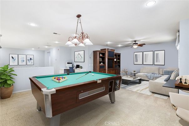 Billiard Table, Chandelier, Game Room, Interior, Living room, Recessed Lighting