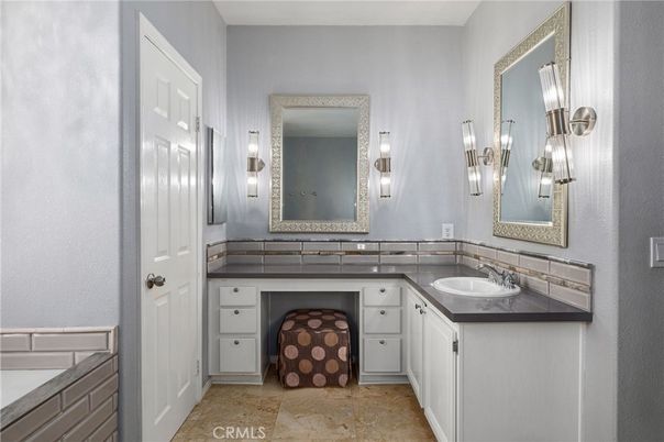 Bathroom, Dual Sink Vanities, Fireplace, Interior, Tile Countertops