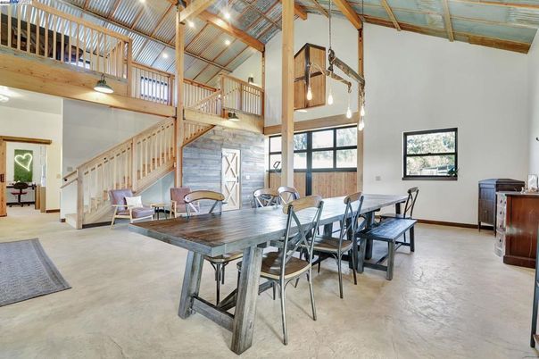 Dining room, Interior, Pendant Lights, Wooden Beams