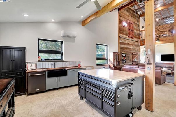 Interior, Kitchen, Recessed Lighting, Wooden Beams
