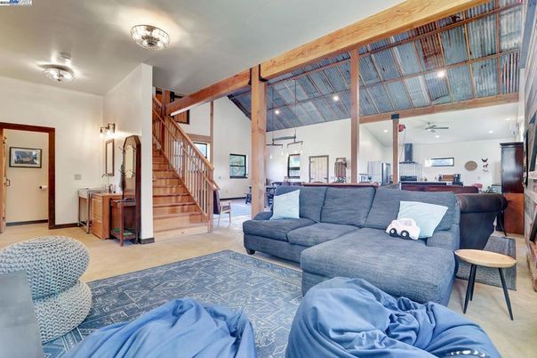 Interior, Living room, Recessed Lighting, Wooden Beams