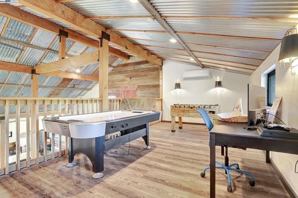 Billiard Table, Game Room, Interior, Wooden Beams, Wood Texture Flooring, Wooden Walls