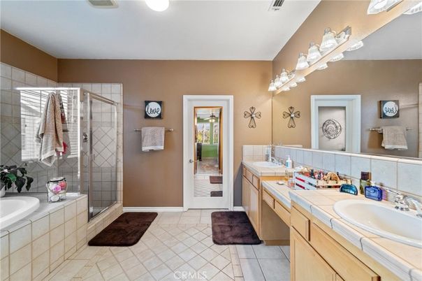 Bathroom, Dual Sink Vanities, Glass Shower, Interior, Tile Countertops