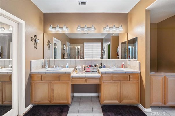 Bathroom, Dual Sink Vanities, Interior, Tile Countertops