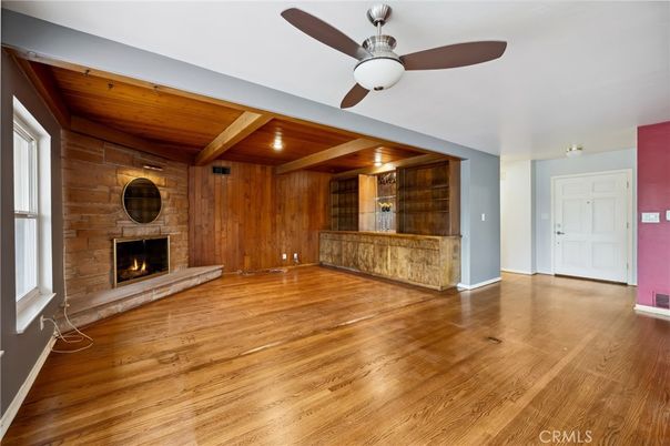 Empty room, Fireplace, Interior, Wooden Beams, Wooden Ceilings, Wood Texture Flooring, Wooden Walls