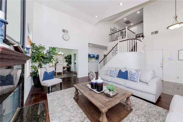 Dining room, Interior, Living room, Pendant Lights, Recessed Lighting, Wood Texture Flooring